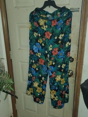 FAVLUX Black Floral Jumpsuit with Blue, Green, Red & Yellow Accents